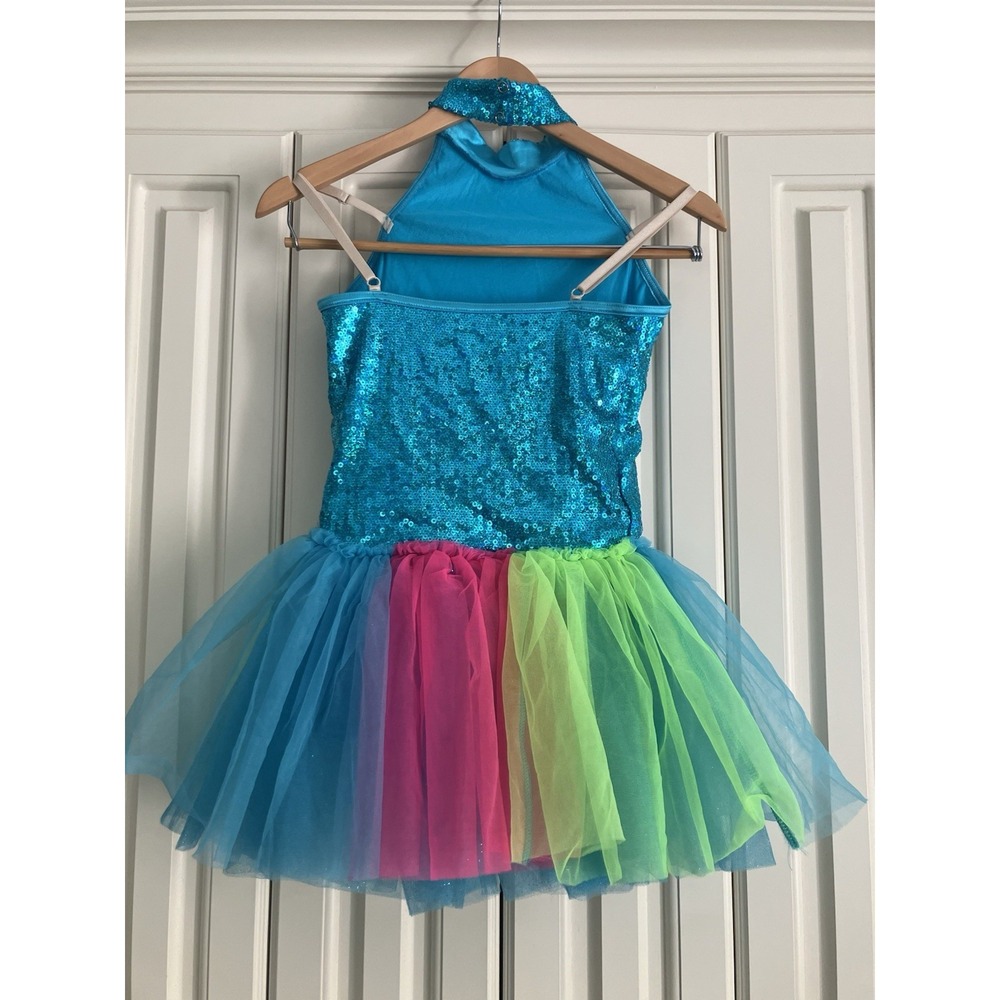 Weissman‎ Blue Sequined Leotard Colorful Tutu Dance Costume Size Large Child - Picture 2 of 4